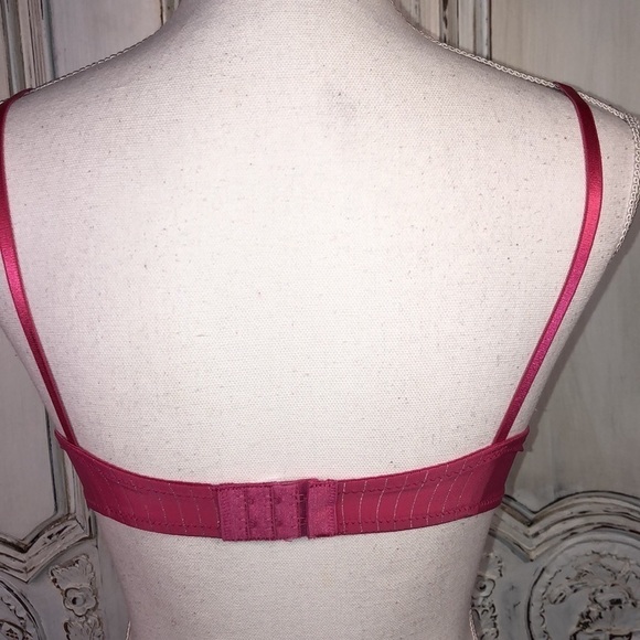 Rampage Intimates Pink with Metallic Stripes and Black Lace Trim Padded Bra - Picture 5 of 9